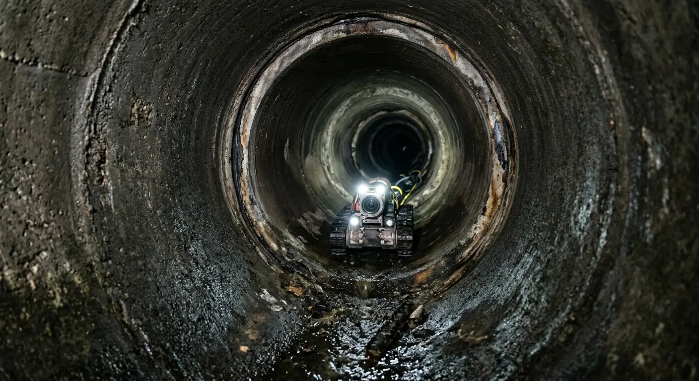 Robotic sewer camera inspecting pipe interior for Sewer Line Repair in Kenton